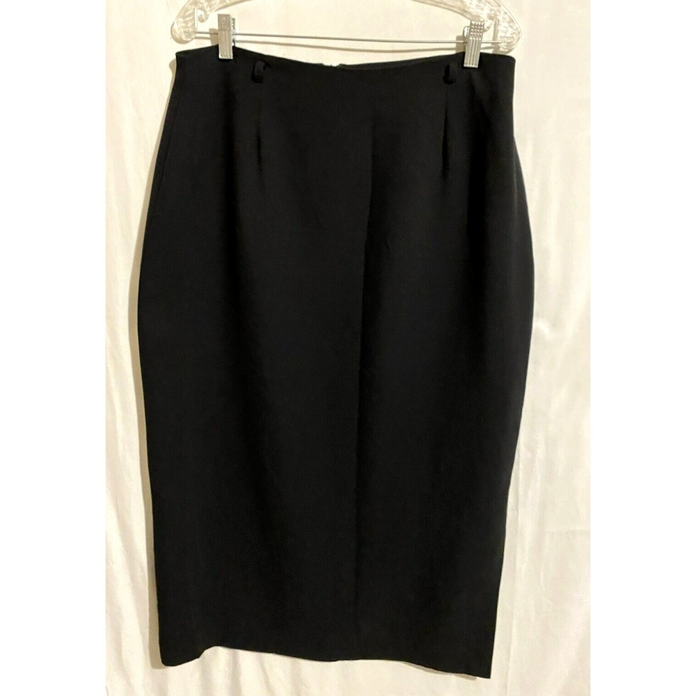 LAURA Scott Maxi Skirt 16 Womens Black Zip Up Front Side Slit Lined